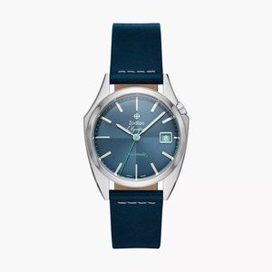 NEW Zodiac ZO9711 Dress Olympos Automatic Leather Blue Dial Watch